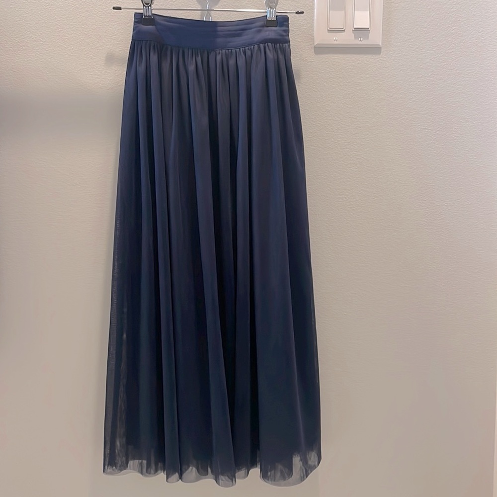 Navy, tulle, midi skirt
